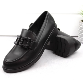 Zapatos de mujer, mocasines slip-on con decoración, negro S.Barski HY371 6