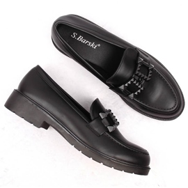 Zapatos de mujer, mocasines slip-on con decoración, negro S.Barski HY371 7