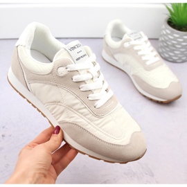 Deportivas mujer con cordones en piel beige Vinceza 72301 1