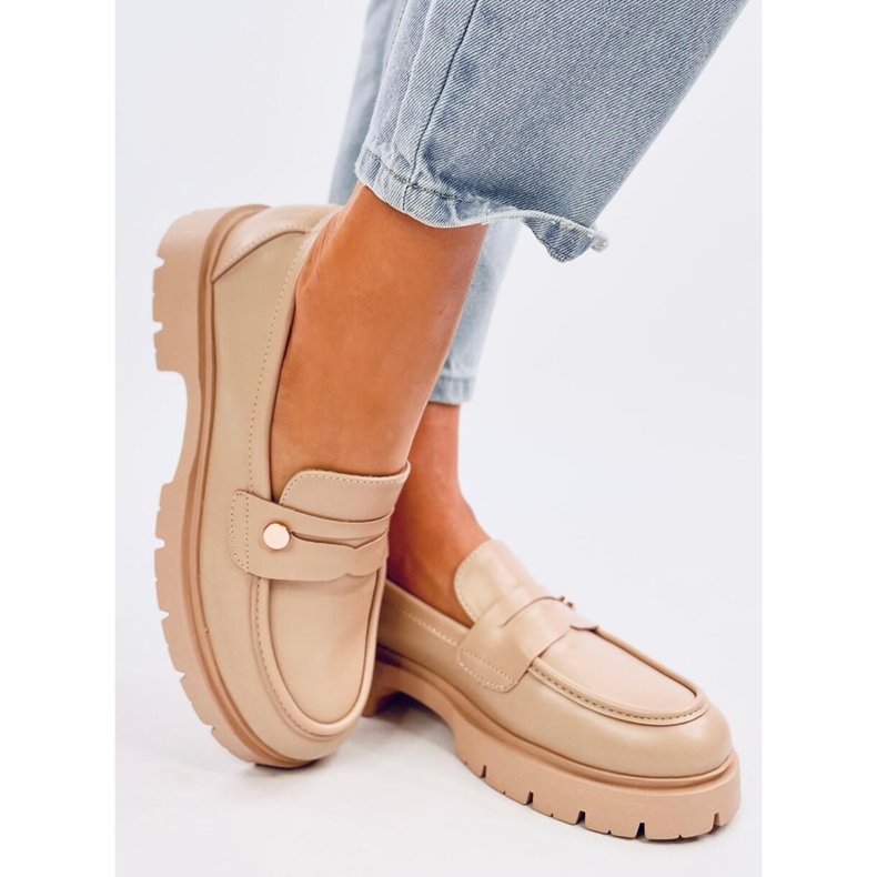 Mocasines con plataforma Sidney caqui beige 2