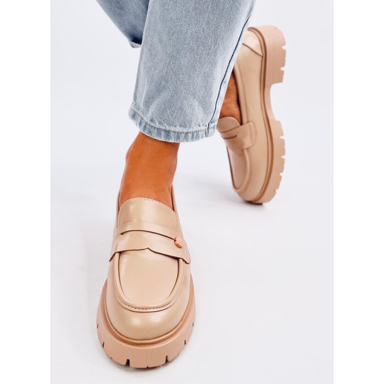 Mocasines con plataforma Sidney caqui beige 1