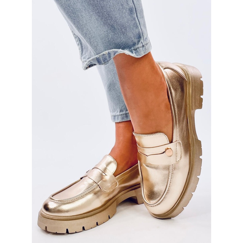 Mocasines Sidney Gold con plataforma dorado 2