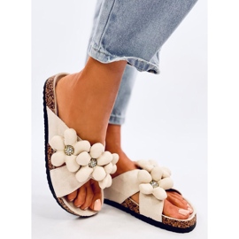 Charss Chanclas de corcho beige con flores cojín 2