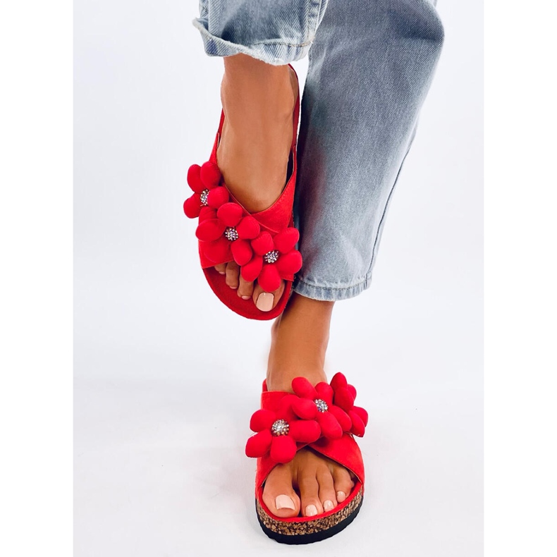 Chanclas de corcho con flores cojín Charss Orange naranja 1