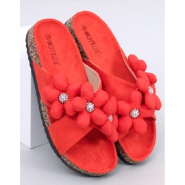 Chanclas de corcho con flores cojín Charss Orange naranja 5
