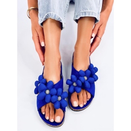 Chanclas de corcho con flores cojín Charss Blue azul 3