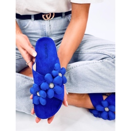 Chanclas de corcho con flores cojín Charss Blue azul 4