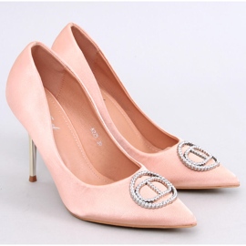 Tacones Malconi Champagne con decoración de cristal rosado 5