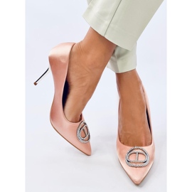 Tacones Malconi Champagne con decoración de cristal rosado 4