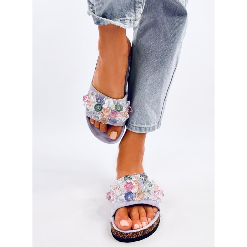 Chanclas de corcho con piedras Maliv Purple púrpura 1