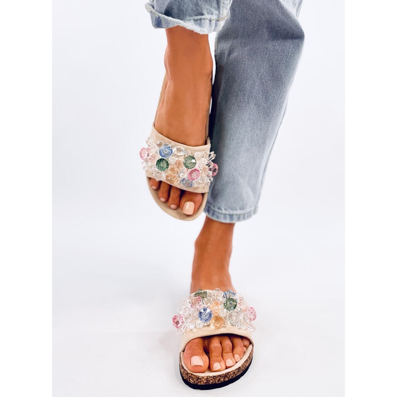 Chanclas de corcho con piedras Maliv Beige 1