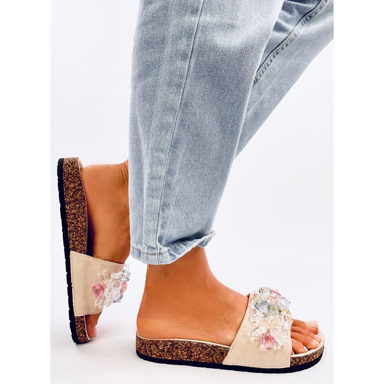 Chanclas de corcho con piedras Maliv Beige 2