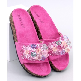 Chanclas de corcho con piedras Maliv Fucsia rosado 4