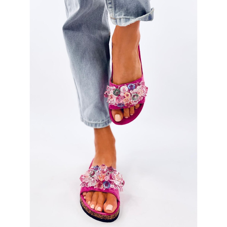 Chanclas de corcho con piedras Maliv Fucsia rosa 1