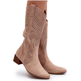 Vinceza Botines Beige Calados Tacón Bajo Walea 10