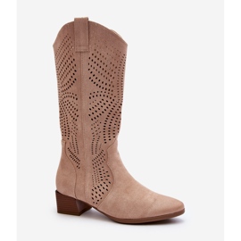 Vinceza Botines Beige Calados Tacón Bajo Walea 2