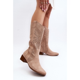 Vinceza Botines Beige Calados Tacón Bajo Walea 5