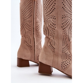 Vinceza Botines Beige Calados Tacón Bajo Walea 8