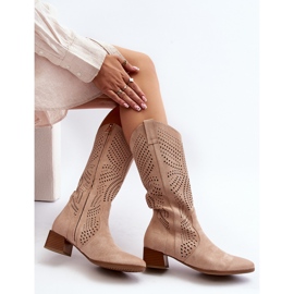 Vinceza Botines Beige Calados Tacón Bajo Walea 9