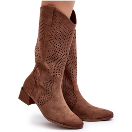 Vinceza Botas Tacón Bajo Calado Marrón Walea 9