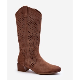 Vinceza Botas Tacón Bajo Calado Marrón Walea 1