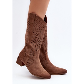 Vinceza Botas Tacón Bajo Calado Marrón Walea 2