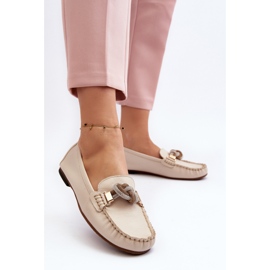 Mocasines Mujer Piel Con Adorno Laura Messi 2761 Beige Claro 3