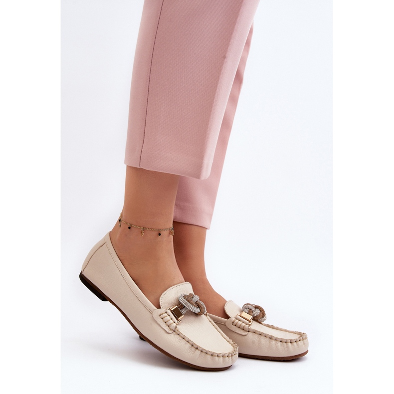 Mocasines Mujer Piel Con Adorno Laura Messi 2761 Beige Claro 2