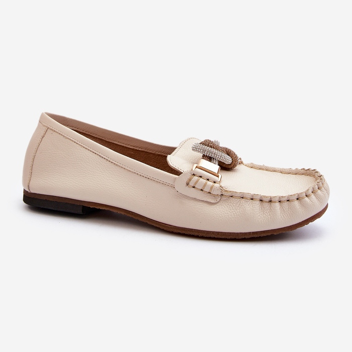 Mocasines Mujer Piel Con Adorno Laura Messi 2761 Beige Claro 1