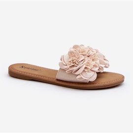Pantuflas De Mujer Con Flores Beige Eelfan 2