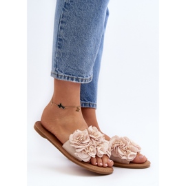 Pantuflas De Mujer Con Flores Beige Eelfan 3