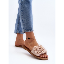 Pantuflas De Mujer Con Flores Beige Eelfan 6