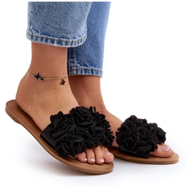 Chanclas de Mujer con Flores Negro Eelfan 10