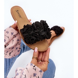 Chanclas de Mujer con Flores Negro Eelfan 9