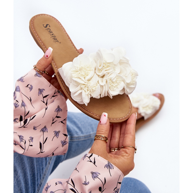 Chanclas de Mujer Con Flores Blanco Eelfan 1