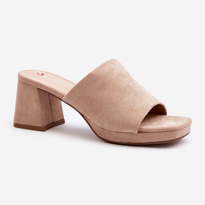 Chanclas de Tacón Alto de Mujer Beige Bralya 2