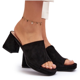 Chanclas de tacón alto de mujer color negro Bralya 10