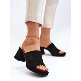 Chanclas de tacón alto de mujer color negro Bralya 5