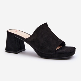 Chanclas de tacón alto de mujer color negro Bralya 2