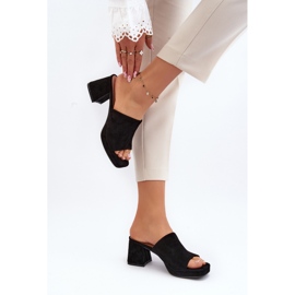 Chanclas de tacón alto de mujer color negro Bralya 4
