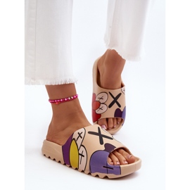 Chanclas De Goma Con Estampado De Monstruos Beige Oscuro 3