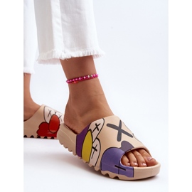 Chanclas De Goma Con Estampado De Monstruos Beige Oscuro 4