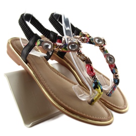 Chanclas con piedras C63 negro verde amarillo rojo 1