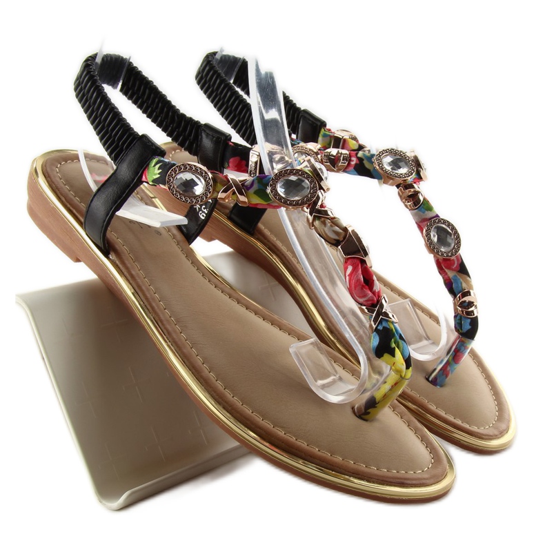 Chanclas con piedras C63 negro verde amarillo rojo 1