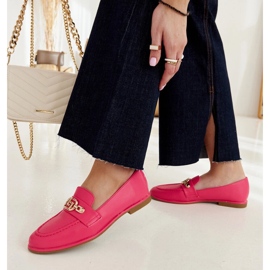 Mocasines rosas decorados con cadena Kuens rosado 4