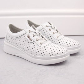 Cuñas deportivas mujer piel calada blanco Vinceza 7890 5