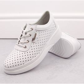 Cuñas deportivas mujer piel calada blanco Vinceza 7890 6