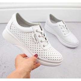 Cuñas deportivas mujer piel calada blanco Vinceza 7890 4