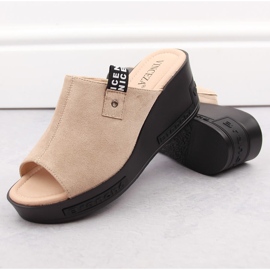Pantuflas cuña mujer ante beige Vinceza 58291 7