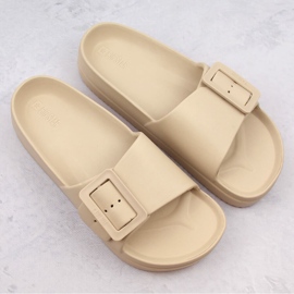Pantuflas de mujer con plataforma de espuma y hebilla, beige Big Star NN274A666 7